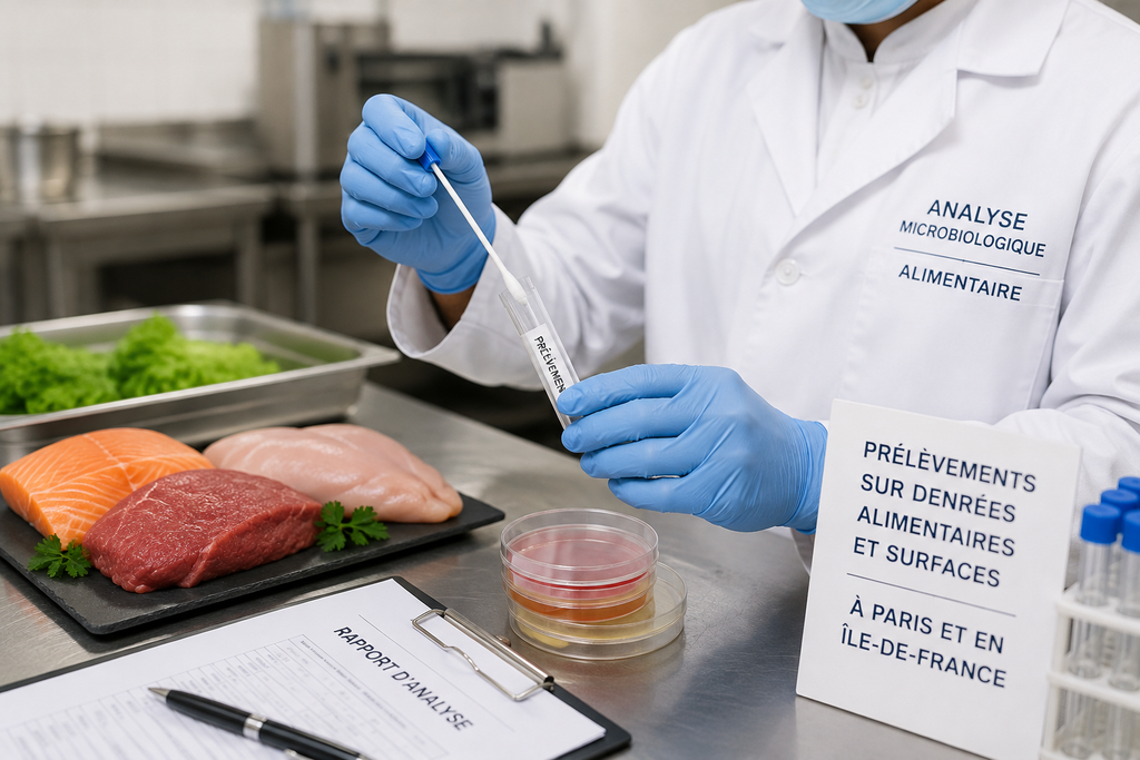 Analyse microbiologique alimentaire Paris et Ile de France – prélèvement de denrées alimentaires pour métiers de bouche